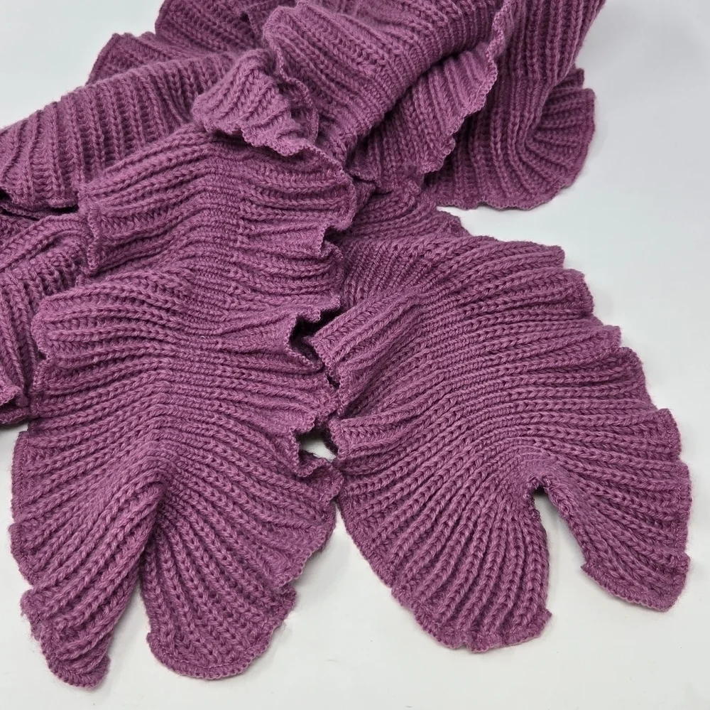 NEW YORK & COMPANY PURPLE MAUVE LONG RUFFLE SCARF WOMEN OS BALLETCORE FAIRYCORE